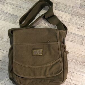 It’s Feasible Canvas Messenger Bag in Olive Green - Men